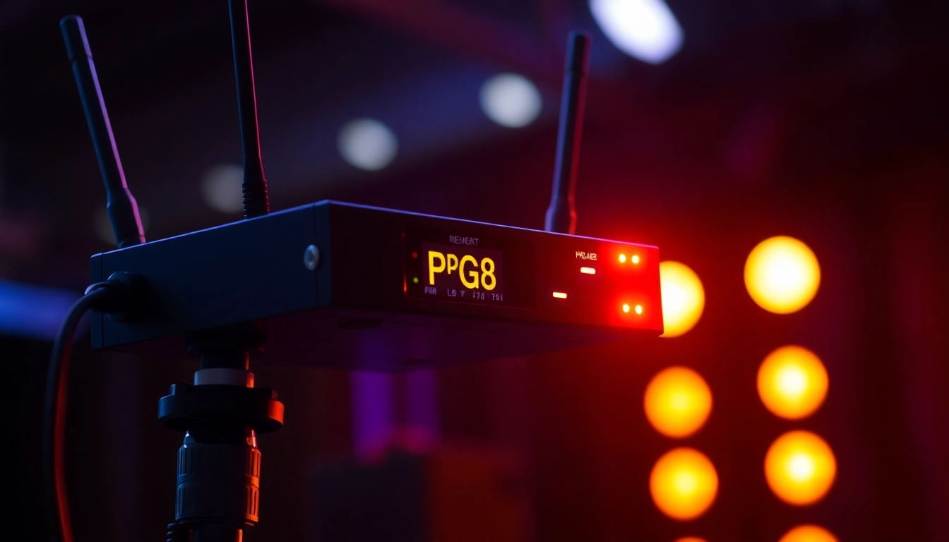 The PG88 wireless receiver shown in a professional stage environment with signal indicators and sleek design, emphasizing reliable audio gear.