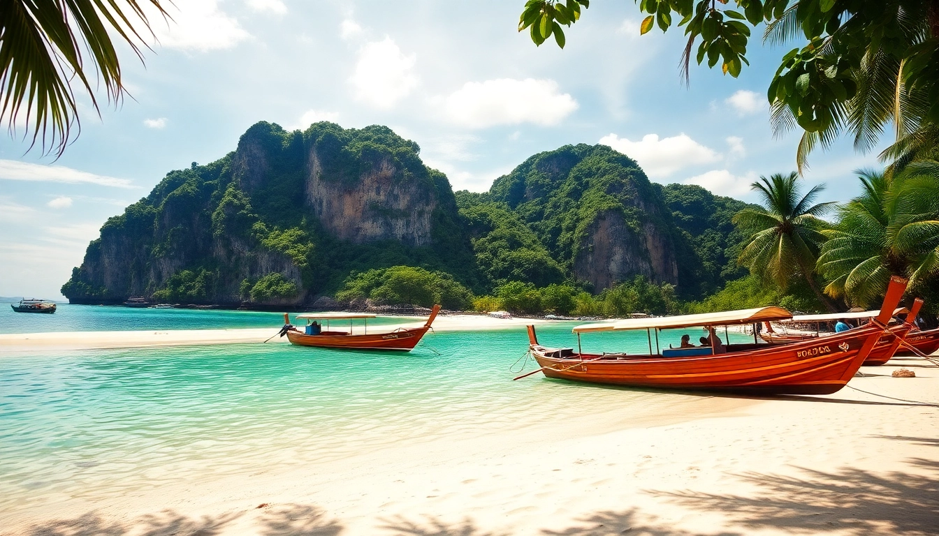 Showcasing a beautiful Indonesian package tour with pristine beaches and traditional boats on Lombok island, inviting travelers to explore Indonesia’s natural beauty.