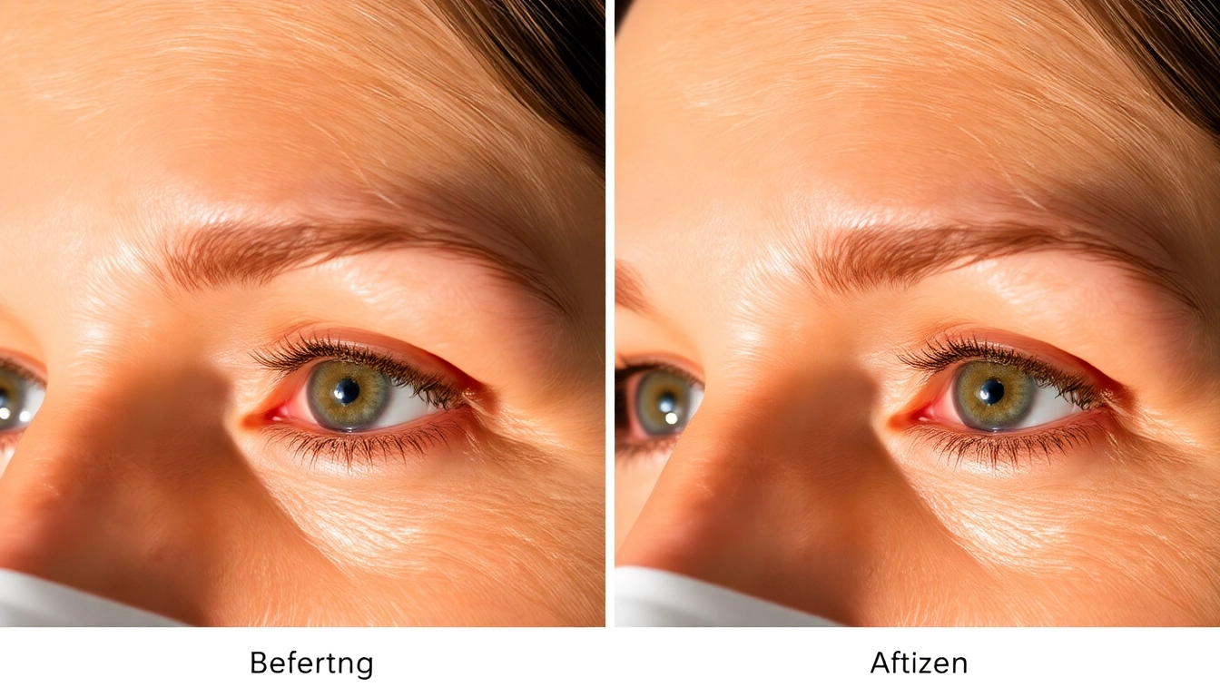 Professional illustration showing a patient before and after Oberlidstraffung Zürich to highlight eye rejuvenation and improved appearance.