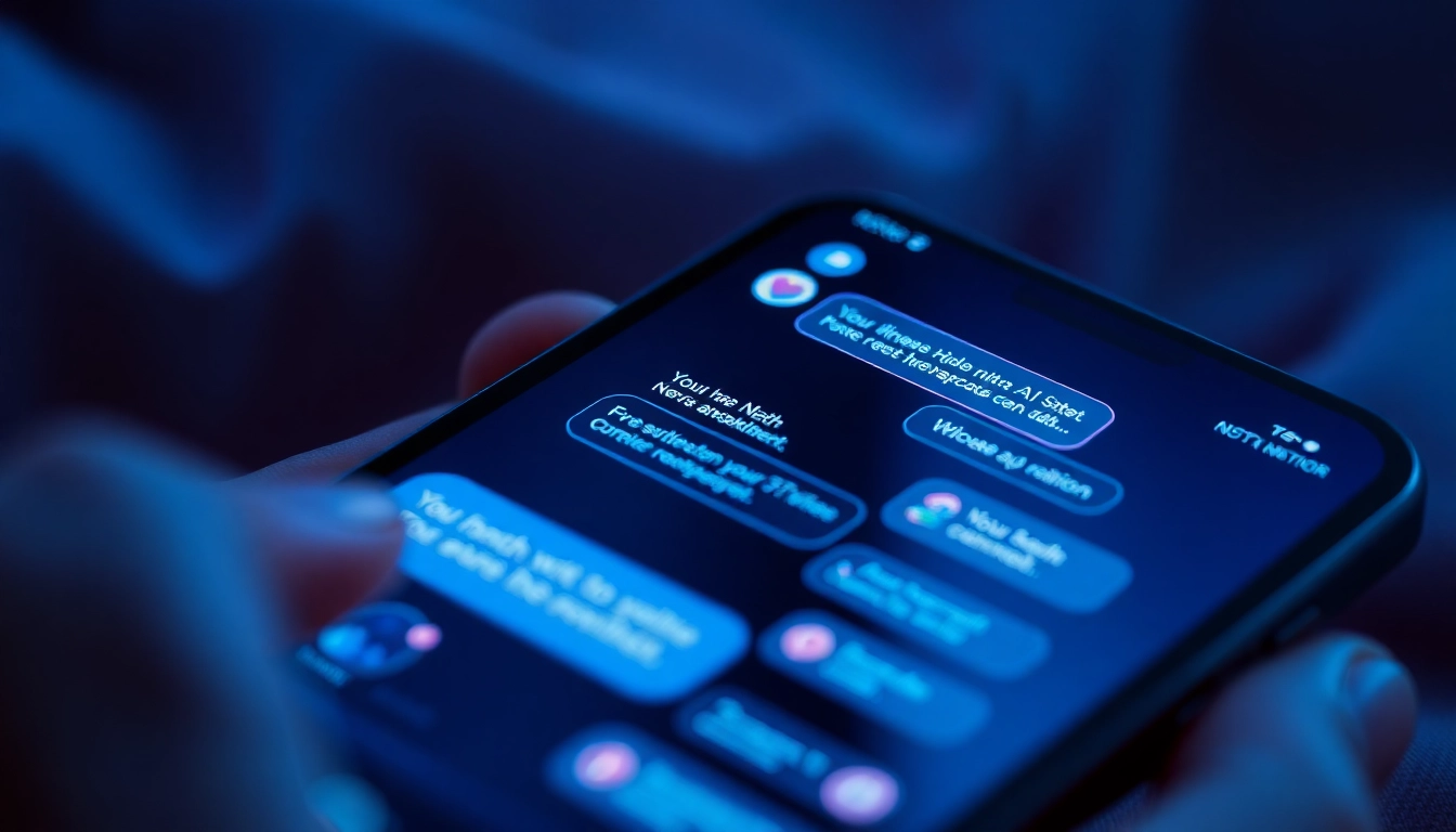 Engaging scene of a person using an NSFW AI chat app on a modern device, highlighting unfiltered, personalized digital conversations for adult users with privacy focus.