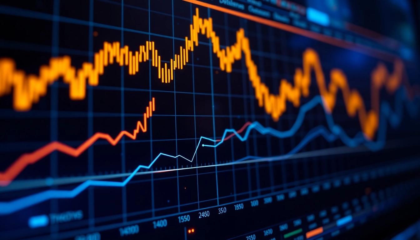 High-tech visualization of aicoin market data with vibrant graphs and blockchain symbols for