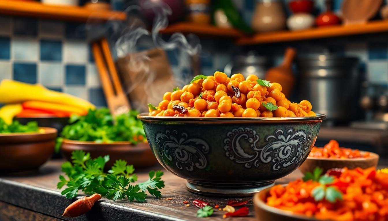 High-quality ready to eat Chana Masala served in a bowl with fresh herbs and spices, inviting
